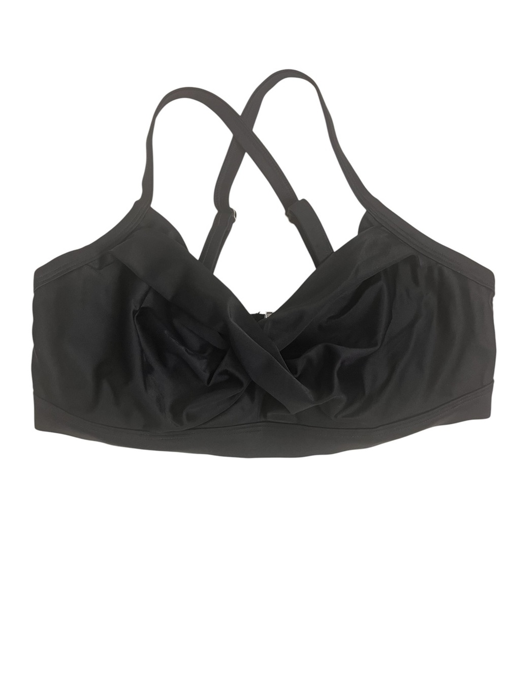 Athleta Twister Bikini Top Black Underwire Criss Cross Wrap Front 34D/DD